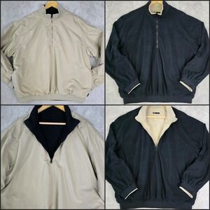 Wedge Golf & Beyond Reversible 1/4 Zip Pullover Jacket Men's L Beige Black